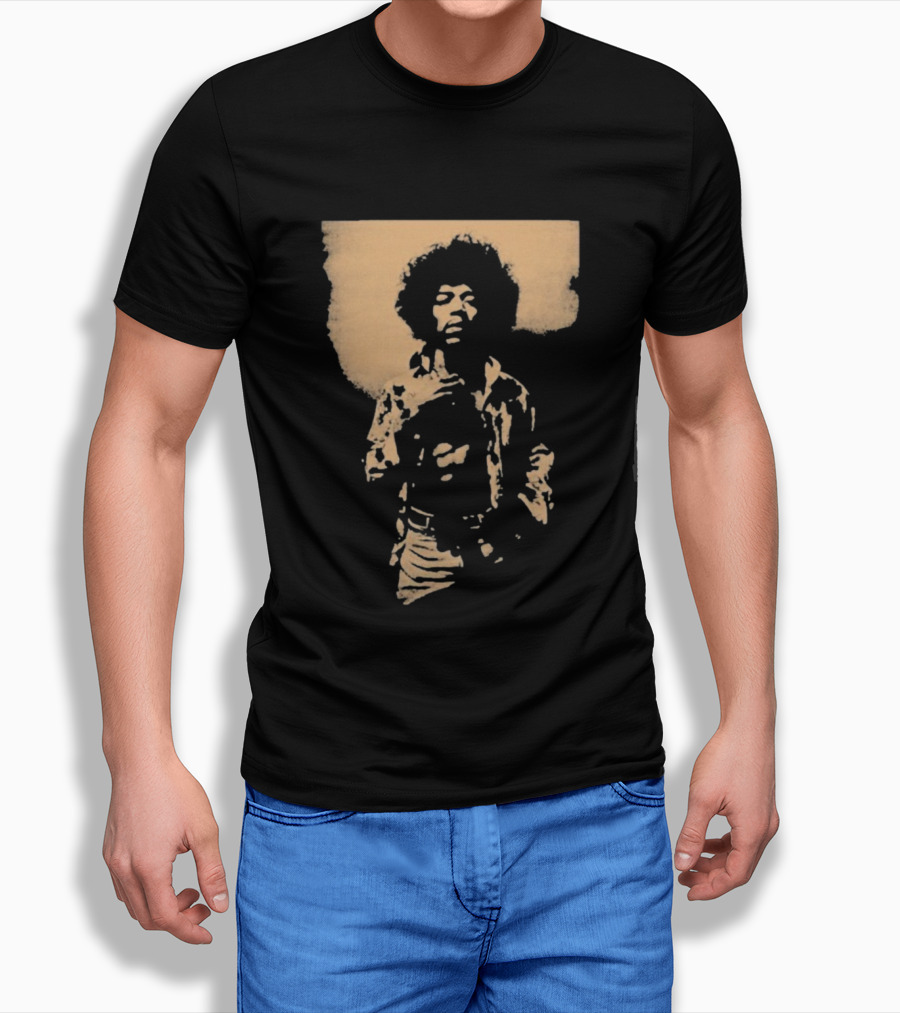 Bob Marley Jimi Hendrix Sepia 70s Vintage Style T-Shirt