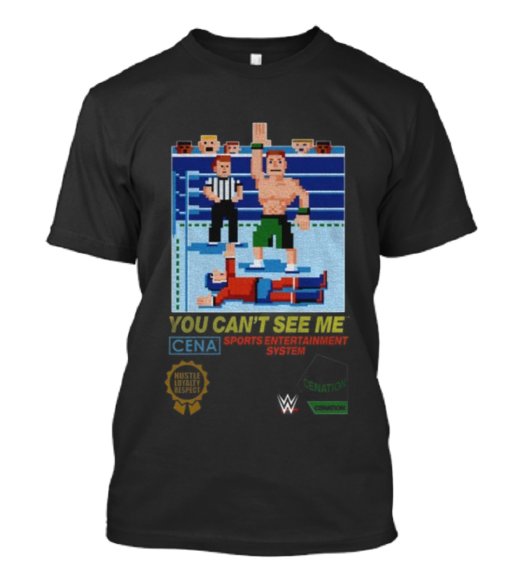 John Cena 8-Bit You Can't See Me Wrestling Retro T-Shirt