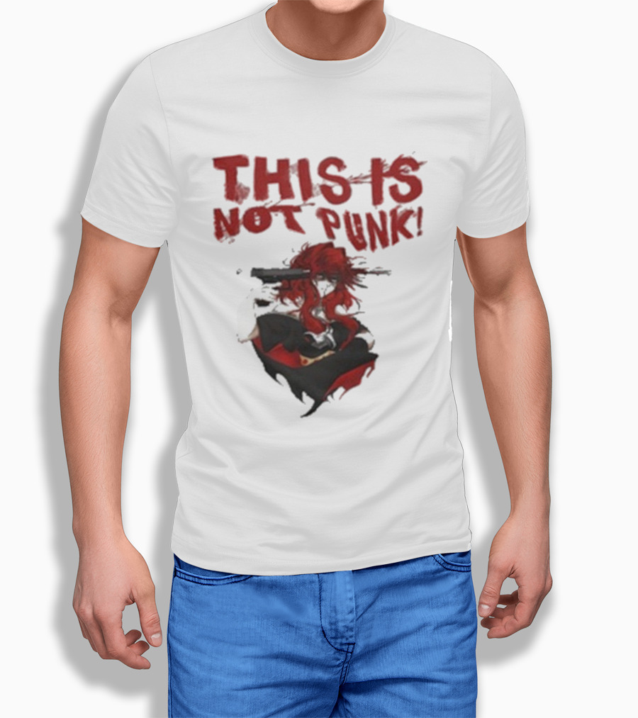 This Is Not Punk Red-Haired Character With Gun T-Shirt