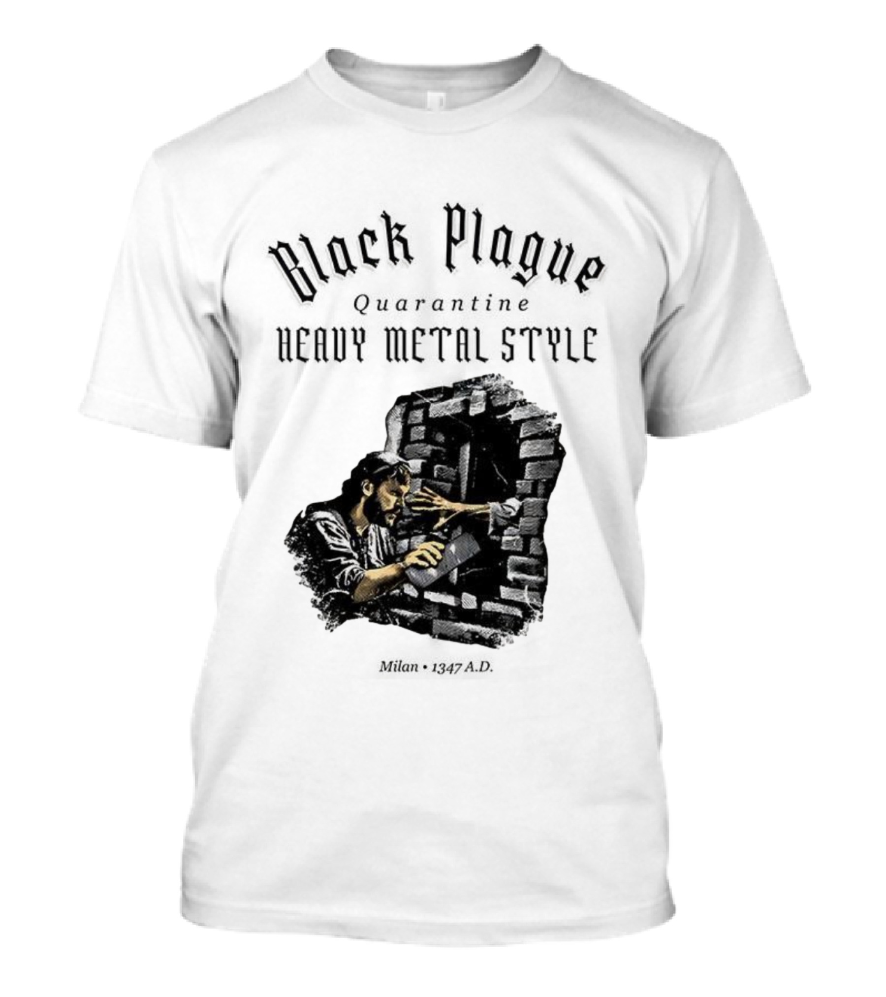 Black Plague Quarantine Milan 1347 AD Heavy Metal Style T-Shirt