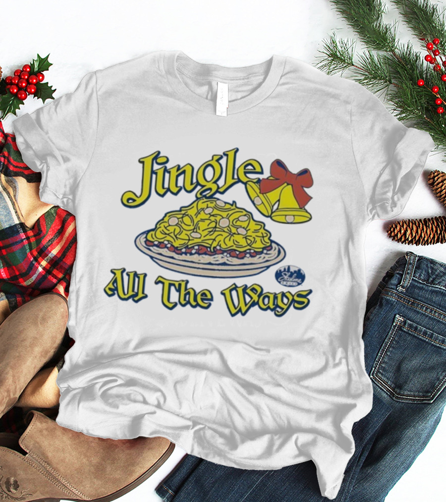 Jingle All The Ways Yellow Bells Spaghetti Plate Skyline T-Shirt