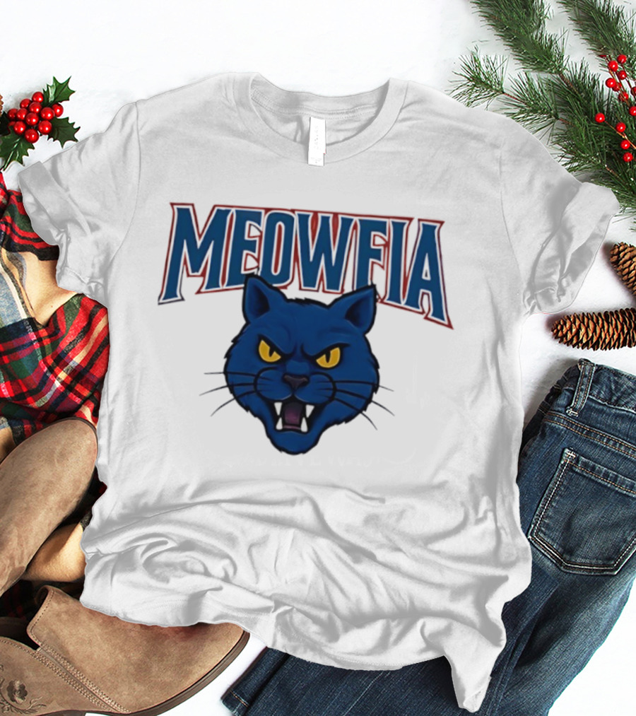 Meowfia Buffalo Bills Big Head Cat Parody T-Shirt