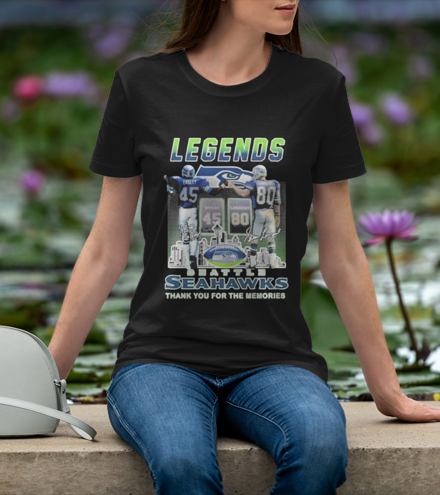 Kenny Easley Steve Largent Legends Seattle Seahawks Signatures 45 80 Icons T-Shirt