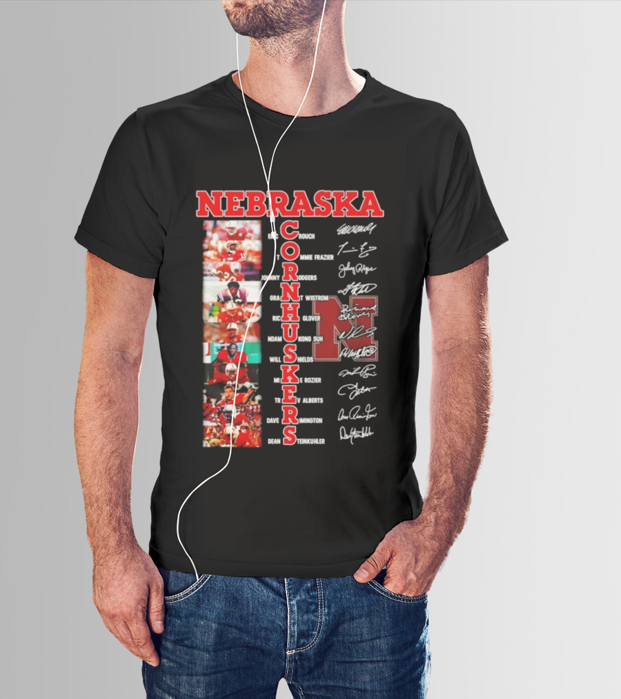 Nebraska Cornhuskers Blackshirts Legends With Signatures And Players T-Shirt