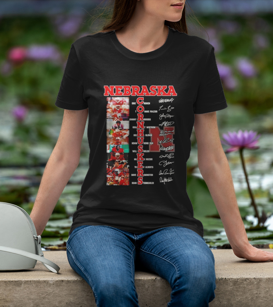 Nebraska Cornhuskers Blackshirts Legends With Signatures And Players T-Shirt