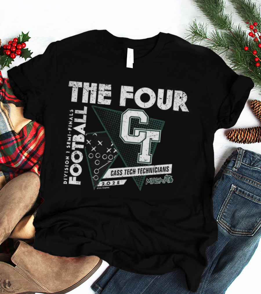 Cass Tech Technicians 2025 MHSAA Football Division 1 CT The Four T-Shirt