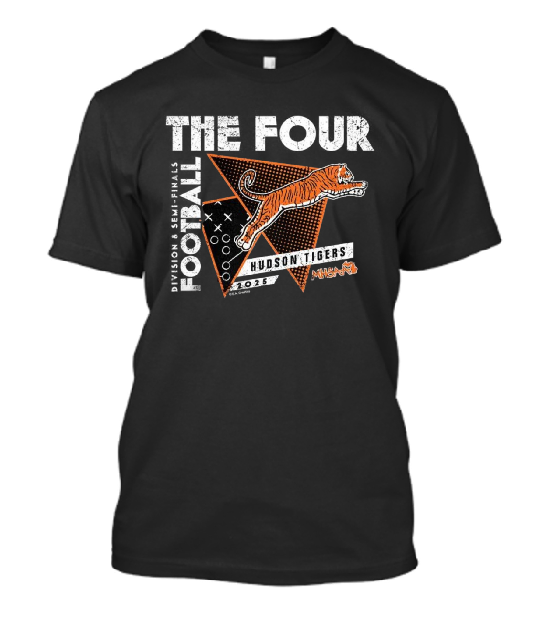 Hudson Tigers 2025 MHSAA Football Division 8 The Four Champions T-Shirt