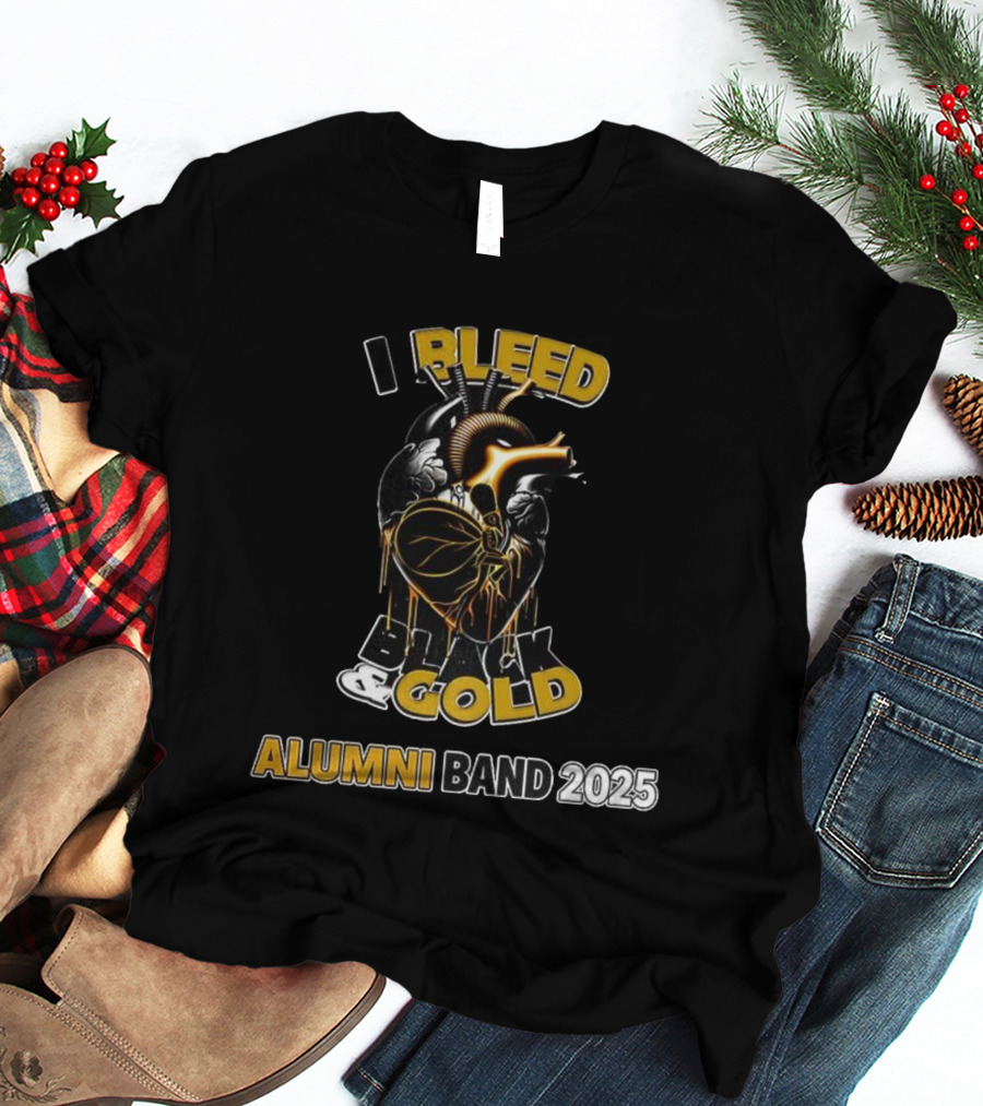 I Bleed Black Gold Alumni Band 2025 Heart Design T-Shirt