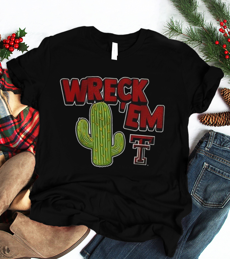 Wreck 'Em Texas Tech Red Raiders Cactus Logo T-Shirt