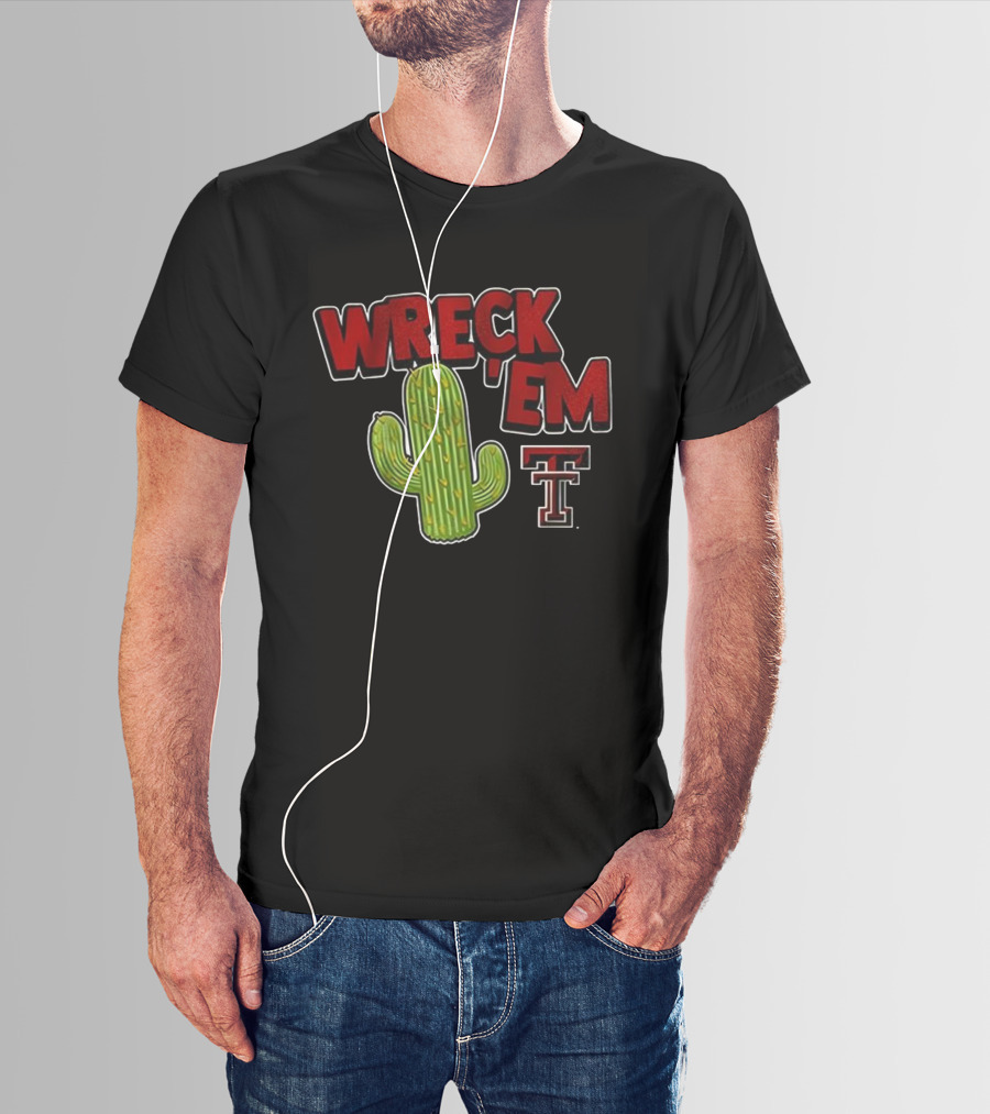 Wreck 'Em Texas Tech Red Raiders Cactus Logo T-Shirt