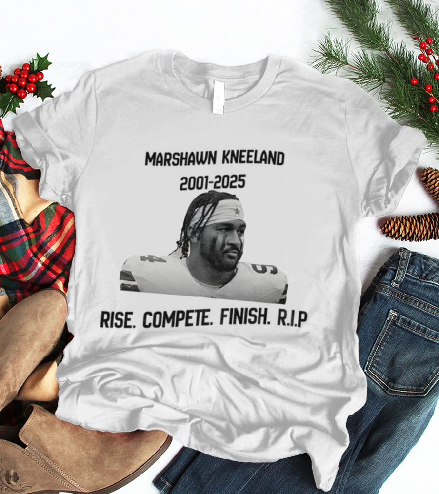 Marshawn Kneeland Football Rise Compete Finish RIP 2001-2025 T-Shirt