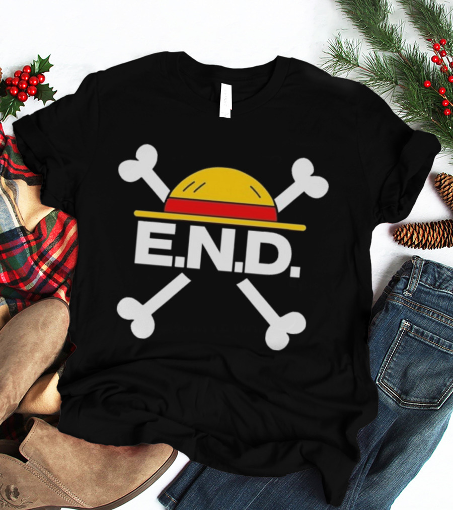 E.N.D. Every Nigga Deserves X One Piece Luffy Straw Hat Crossbones T-Shirt