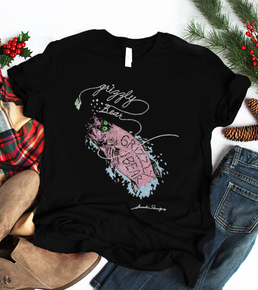 Grizzly Bear Fish Watercolor Art By Skullcandy T-Shirt
