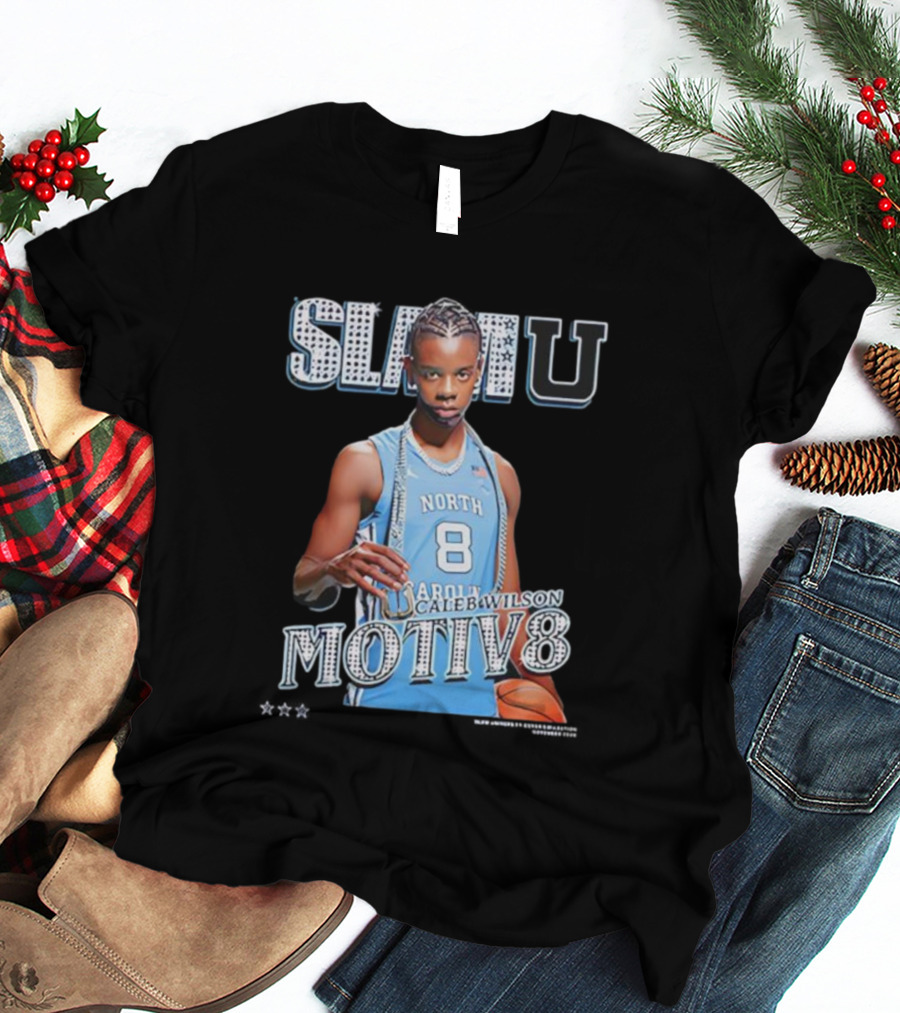 SlamU North Carolina Caleb Wilson Number 8 Motiv8 Basketball T-Shirt