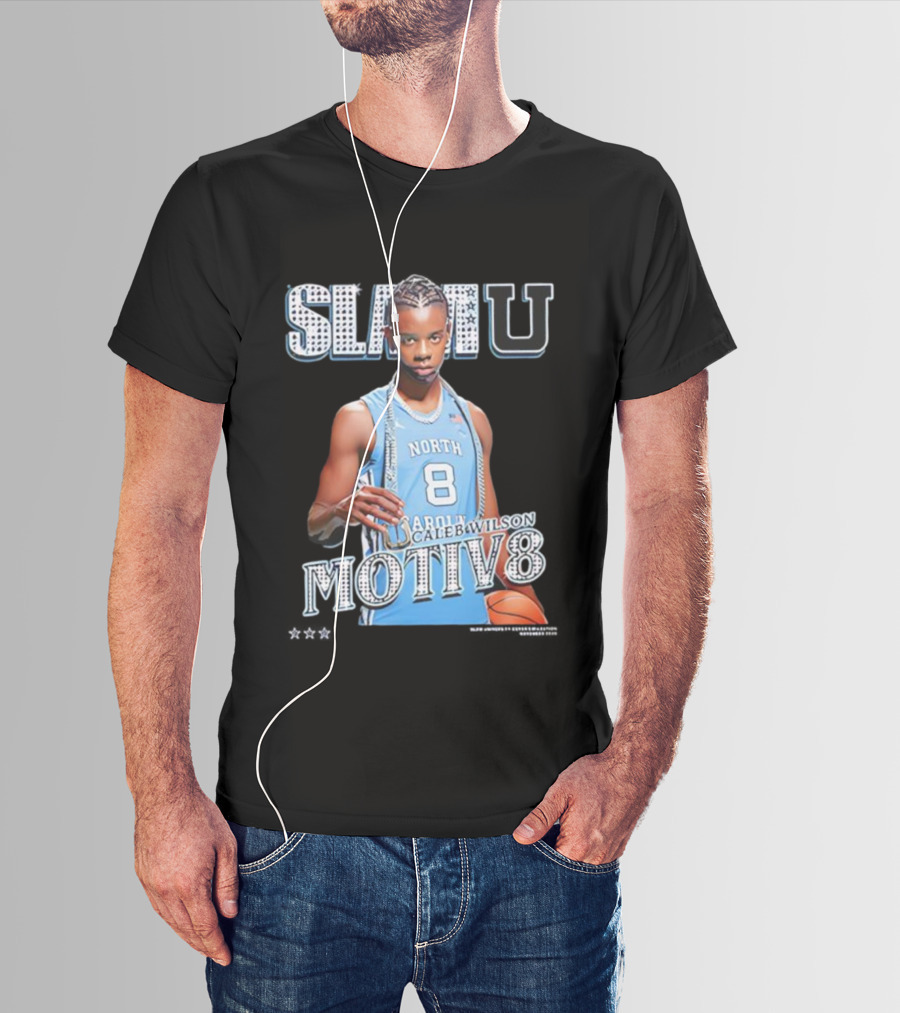SlamU North Carolina Caleb Wilson Number 8 Motiv8 Basketball T-Shirt