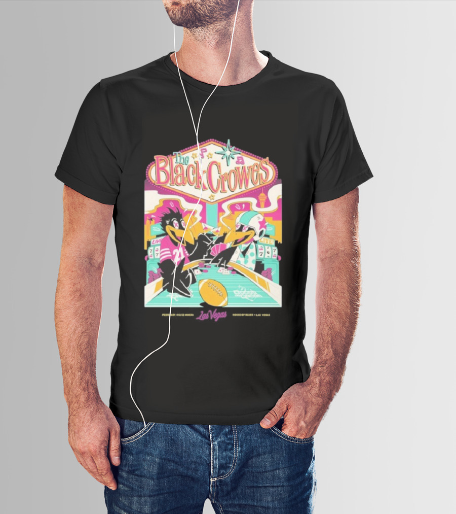 The Black Crowes Las Vegas Feb 2022 Casino Poker Night Football T-Shirt