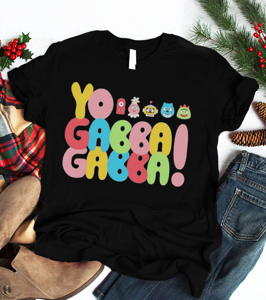 Yo Gabba Gabba Characters Colorful Text T-Shirt