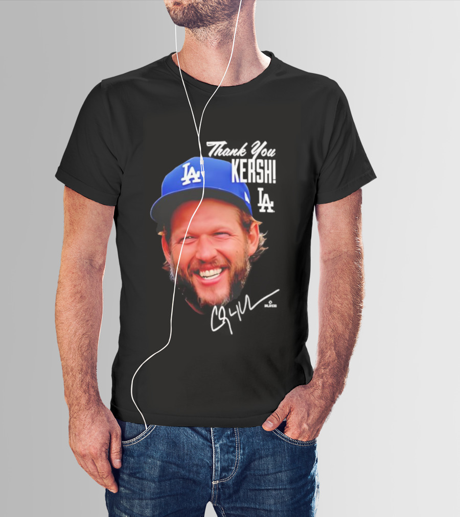 Clayton Kershaw Los Angeles Dodgers Signature Thank You Face T-Shirt