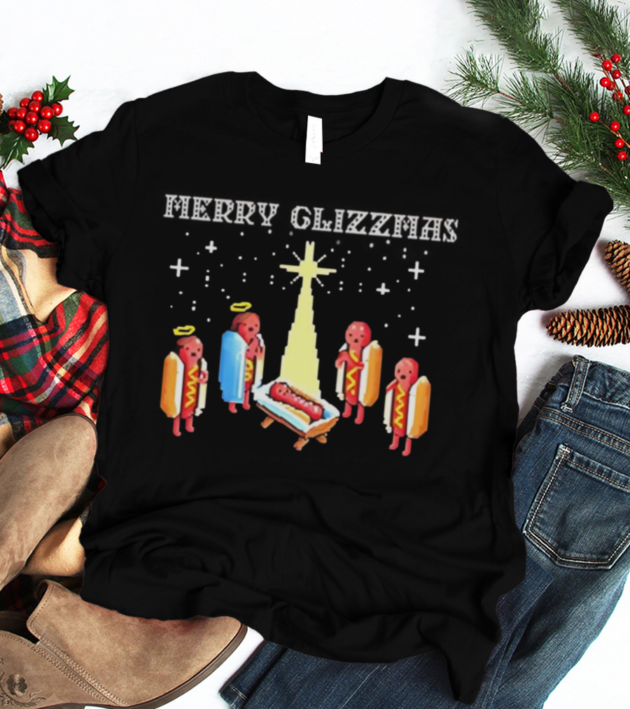 Merry Glizzmas Nativity Hotdog Angel Trucker Mesh T-Shirt