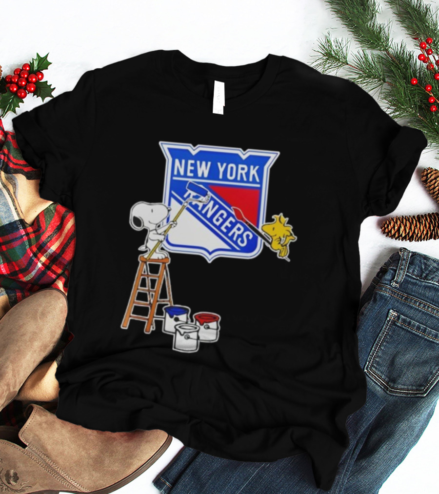 New York Rangers Snoopy Woodstock Painting Collaboration T-Shirt