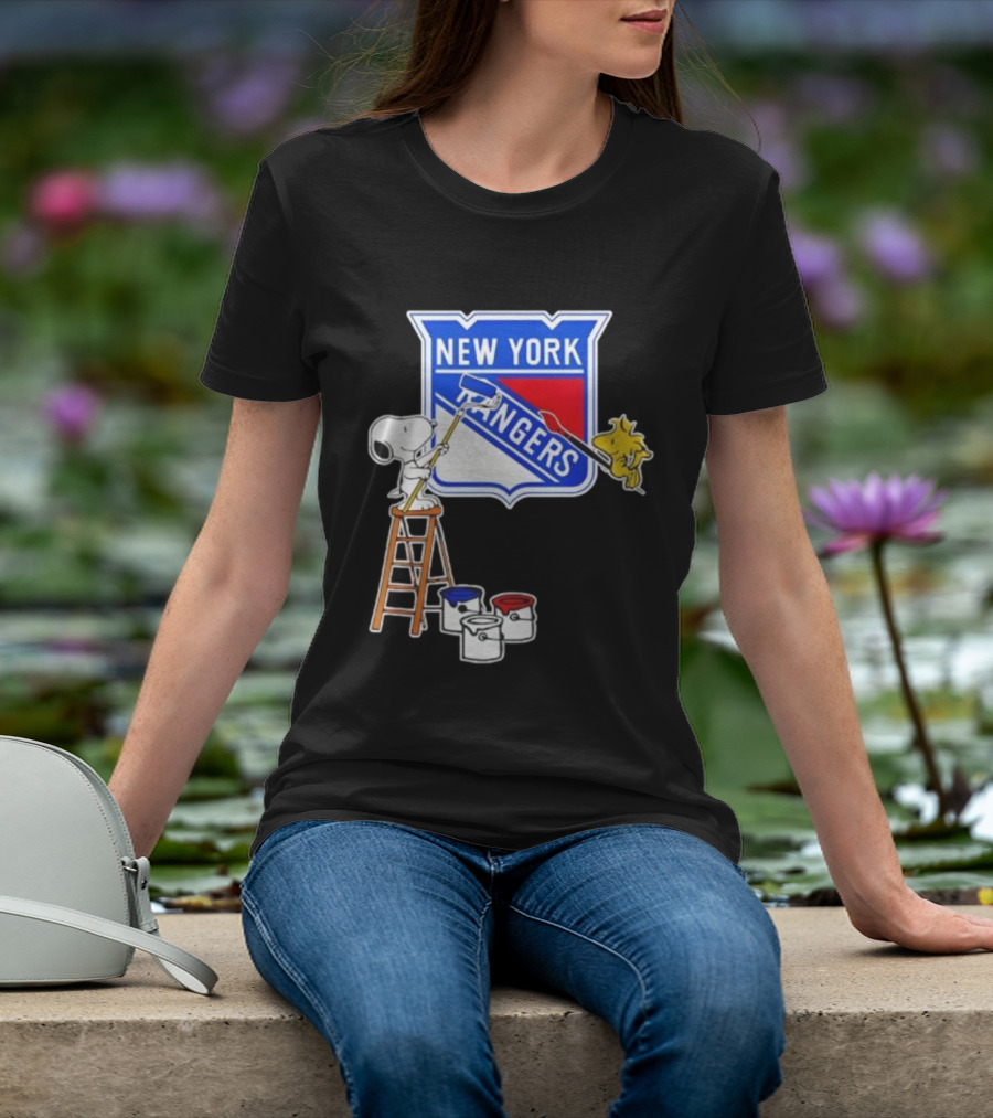 New York Rangers Snoopy Woodstock Painting Collaboration T-Shirt
