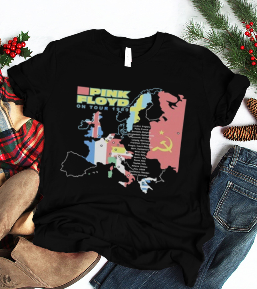 Pink Floyd On Tour 1989 Europe Soviet Union Map T-Shirt