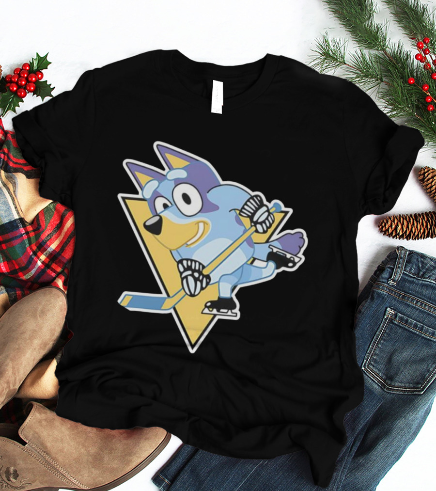 Pittsburgh Steelers Bluey Ice Hockey Crossover T-Shirt