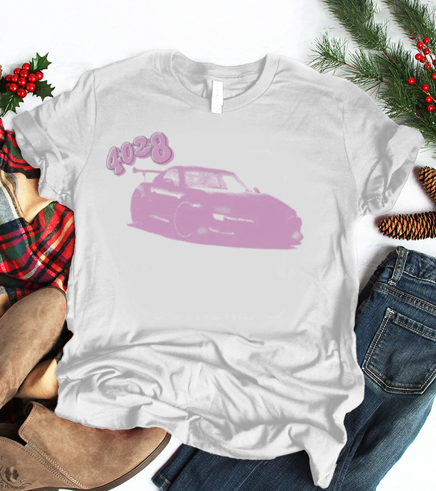 4028 Blocka Pink Car Graphic Racing Scene T-Shirt