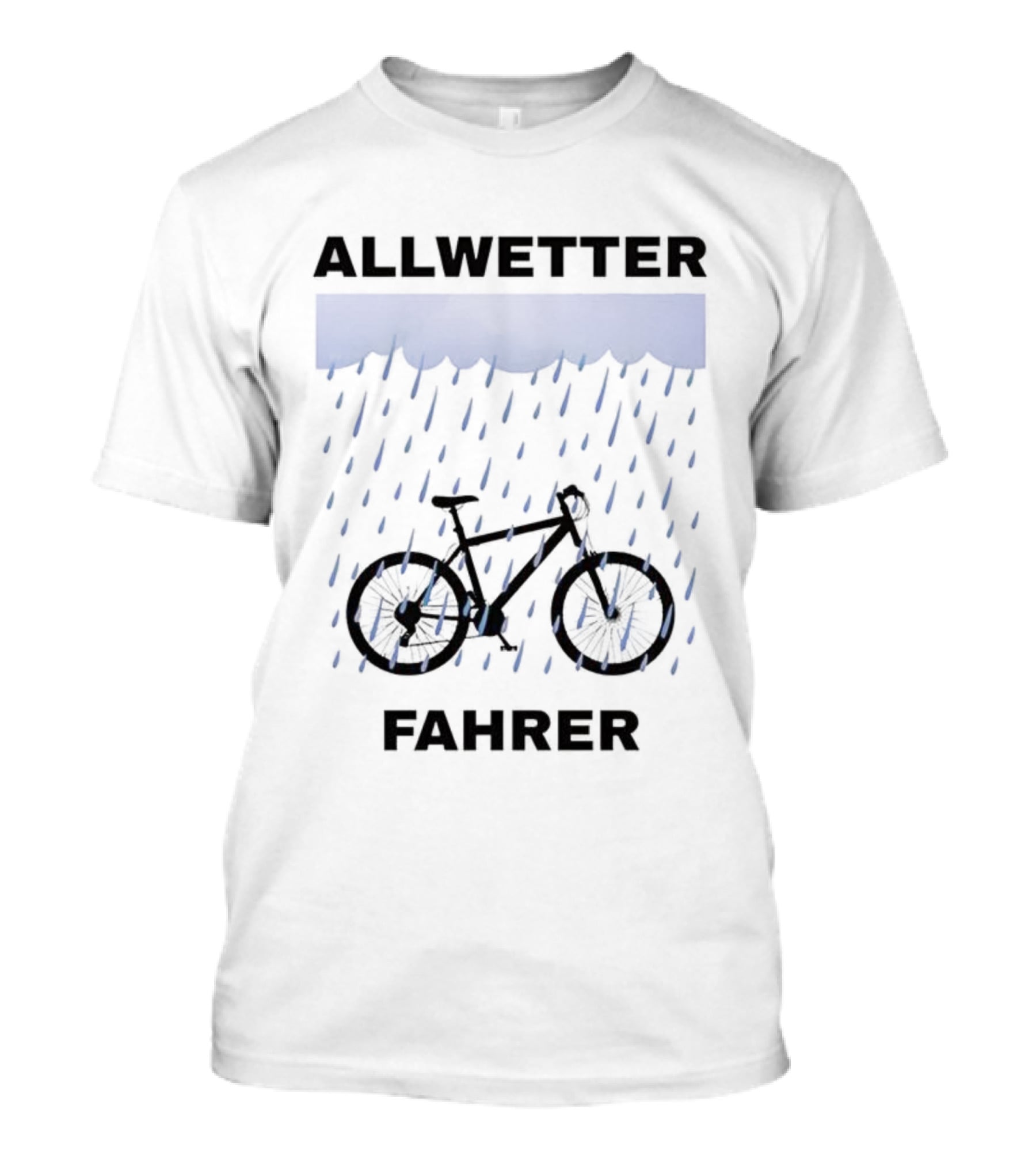 Allwetter Fahrer Bicycle In Rain Scene T-Shirt