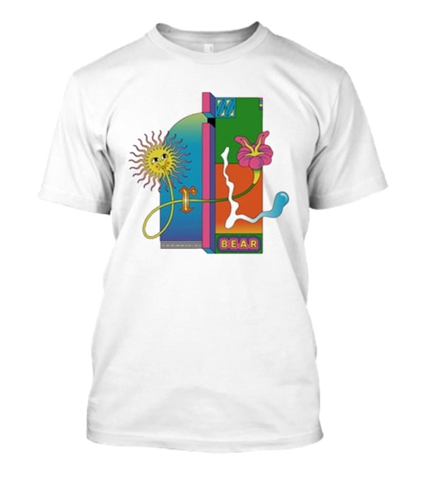 Grizzly Bear Sunshine Retro Psychedelic Sunflower And Abstract Art T-Shirt