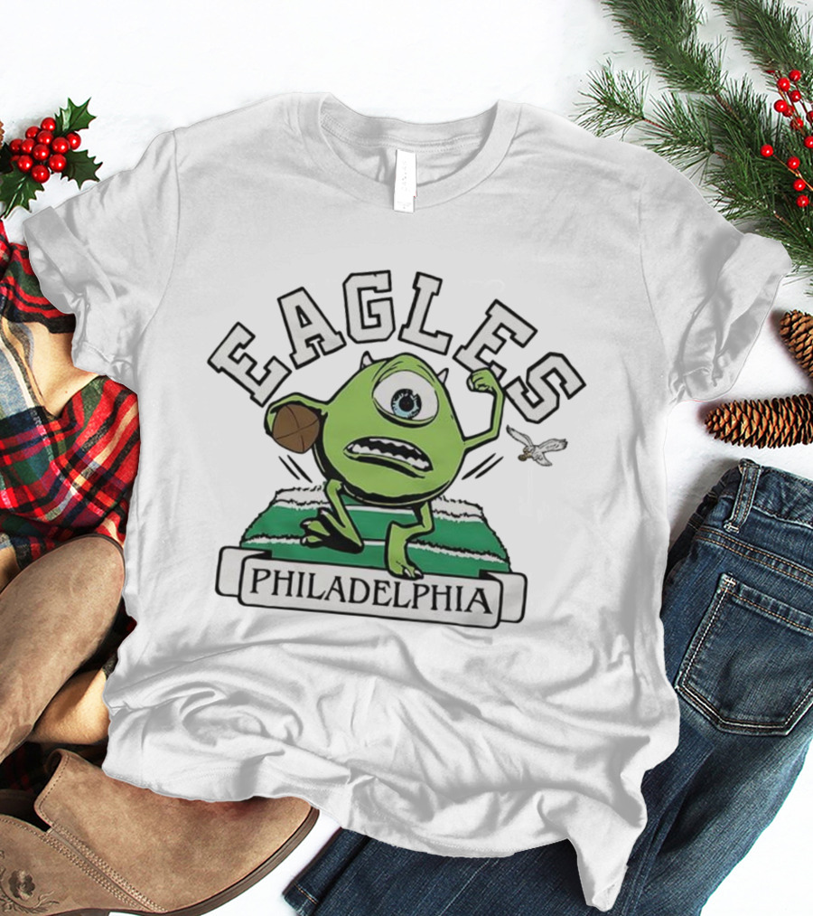Mike Wazowski Philadelphia Eagles Football Monsters Inc Fusion T-Shirt