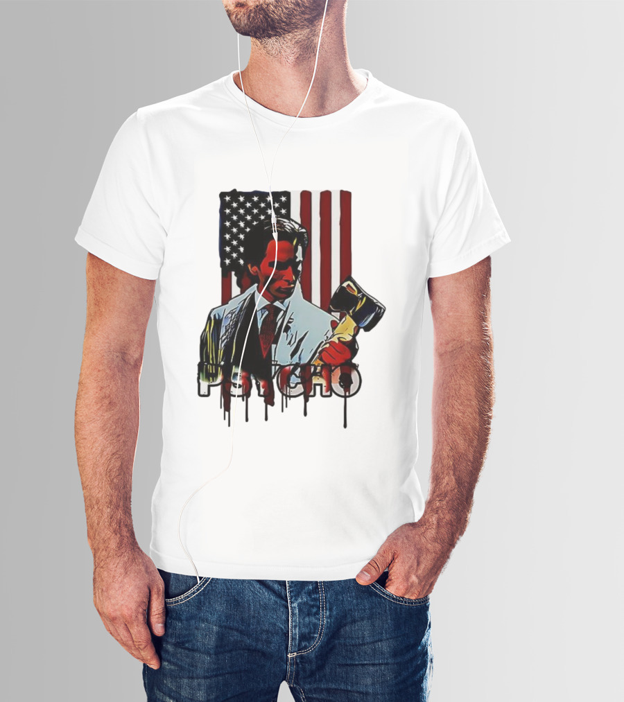 Patrick Bateman Psycho Ax American Flag Iconic Design T-Shirt