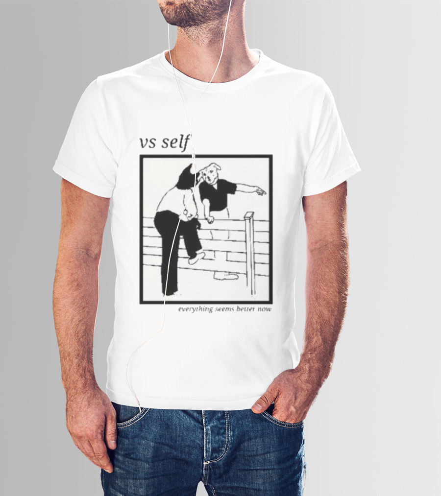 Vs Self Everything Seems Better Now Dog Fence Comic T-Shirt