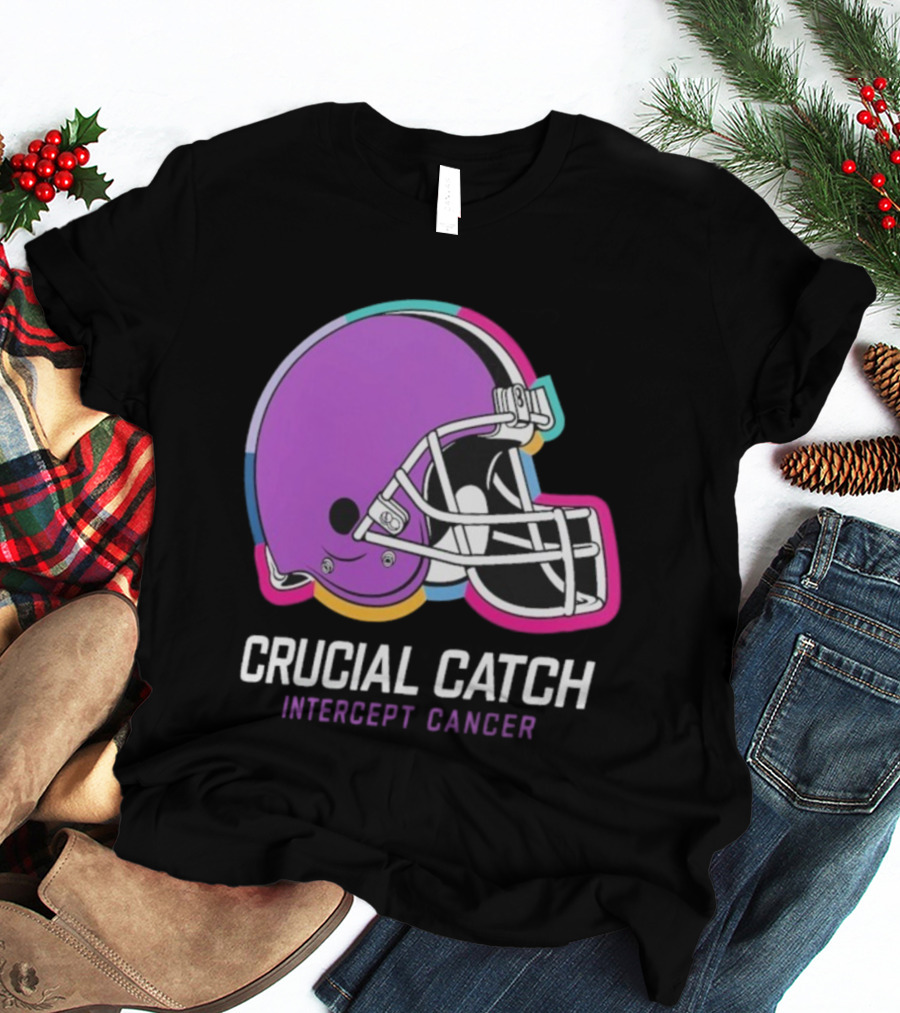 Cleveland Browns NFL Crucial Catch Intercept Cancer Helmet T-Shirt