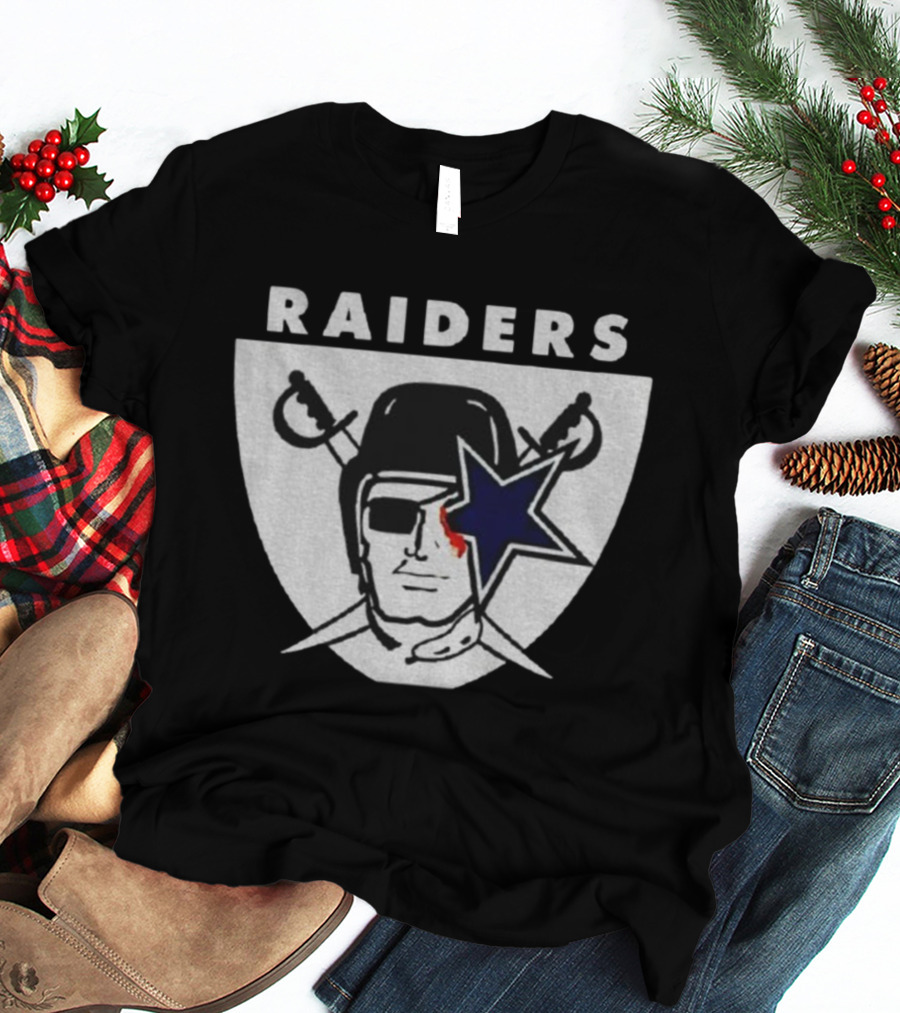 Las Vegas Raiders Dallas Cowboys Bleed Raiders Mashup NFL Logos T-Shirt