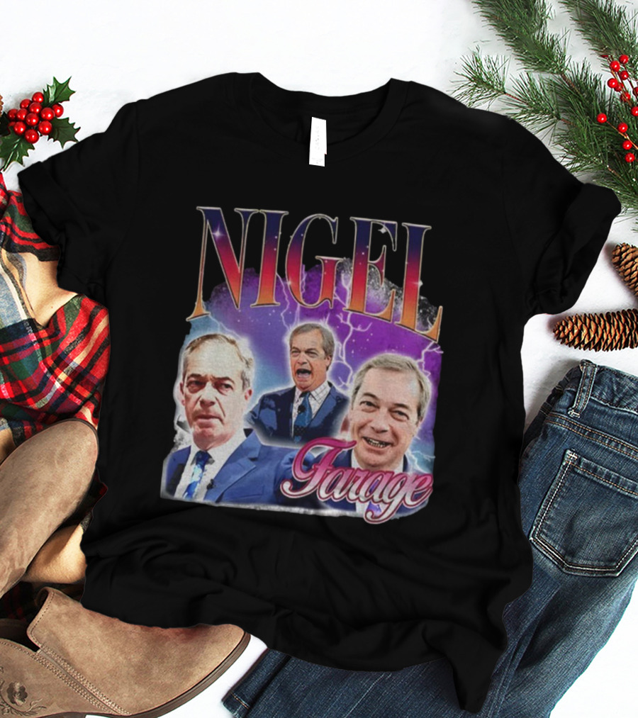 Nigel Farage Lightning Storm Portrait T-Shirt