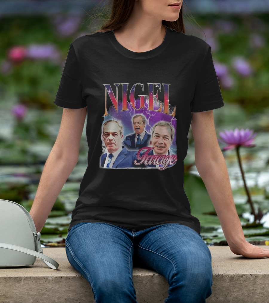 Nigel Farage Lightning Storm Portrait T-Shirt