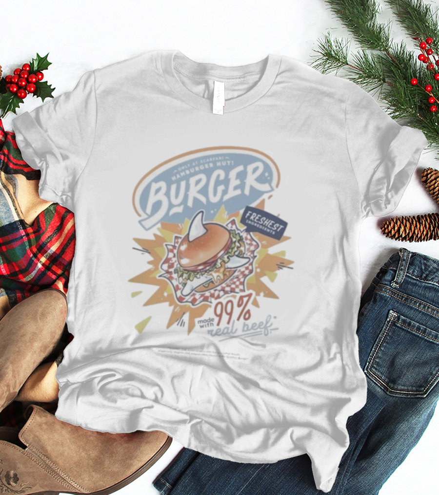 World Famous Scarfari Hamburger Hut Burger Freshest Ingredients 100 Percent Beek T-Shirt
