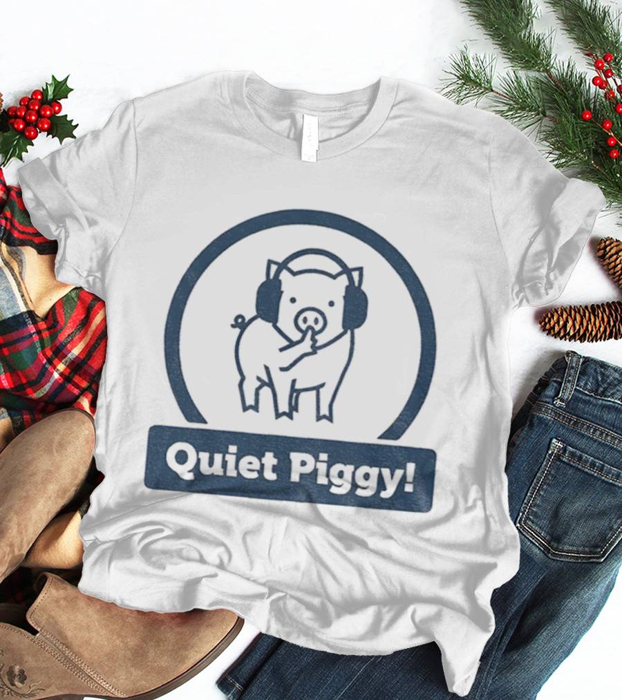 Quiet Piggy Humorous Piglet Illustration T-Shirt