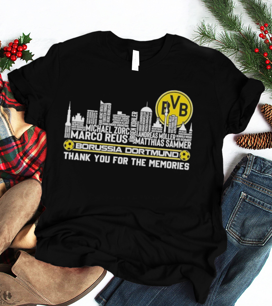 Borussia Dortmund BVB Marco Reus Matthias Sammer Skyline Club Crest Thank You For The Memories T-Shirt