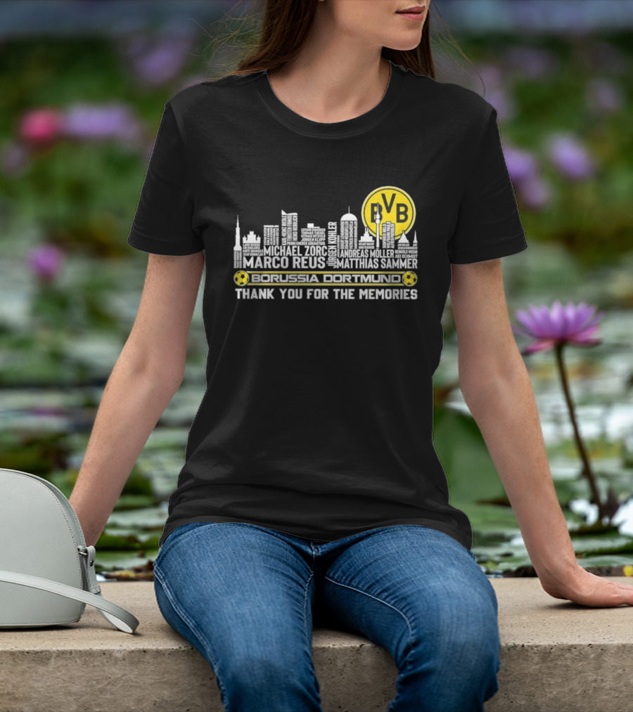 Borussia Dortmund BVB Marco Reus Matthias Sammer Skyline Club Crest Thank You For The Memories T-Shirt