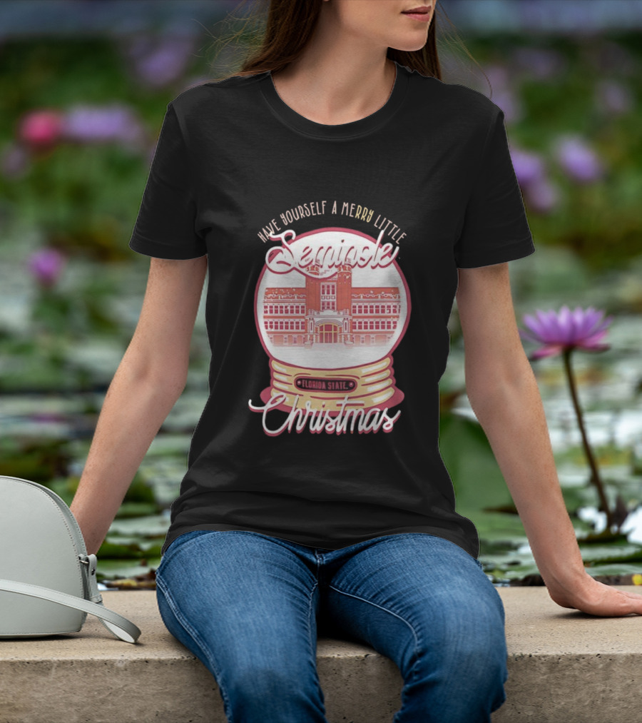 Have Yourself A Merry Little Seminole Christmas Florida State Snow Globe T-Shirt