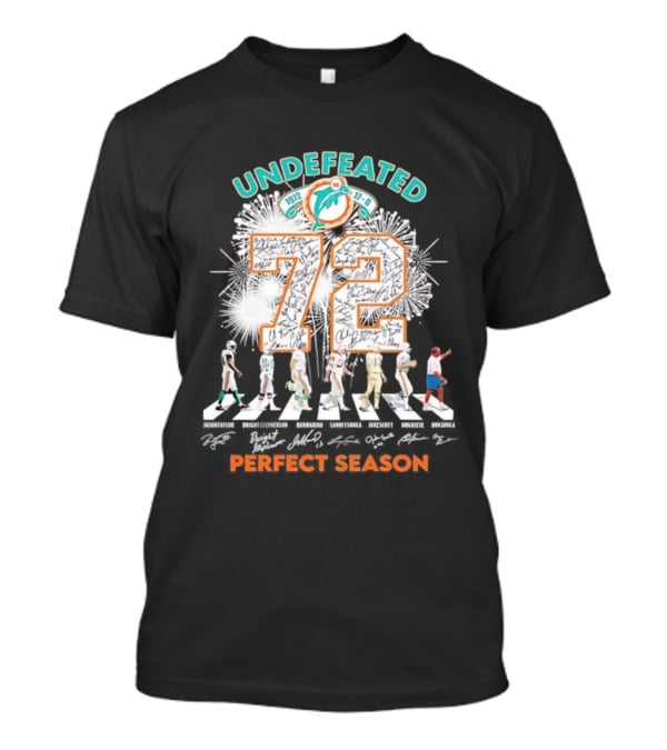 Undefeated 1972 Miami Dolphins Perfect Season Abbey Road 72 Signatures T-Shirt