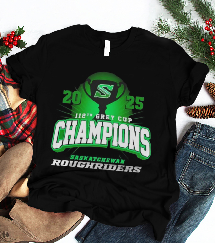Saskatchewan Roughriders 2025 112th Grey Cup Champions Logo T-Shirt