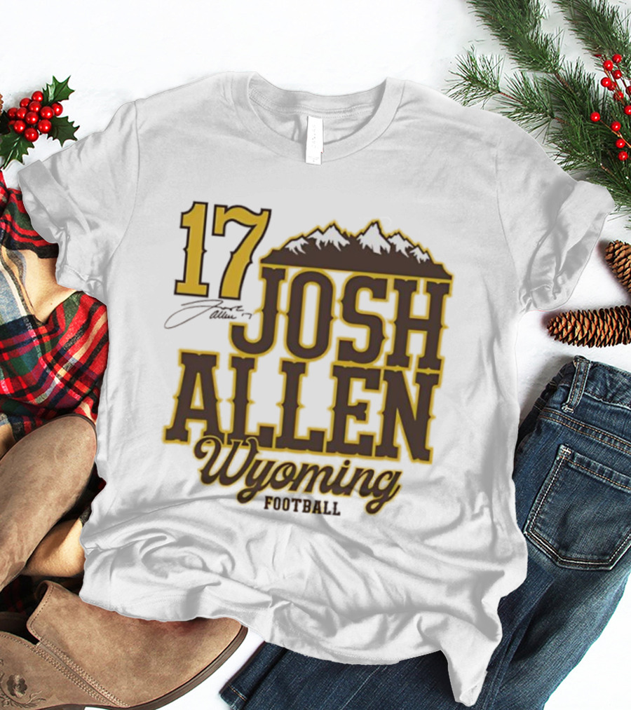 Buffalo Bills 17 Josh Allen Wyoming Signature Mountains T-Shirt