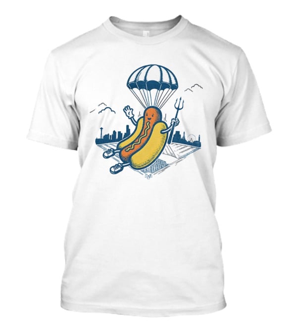 Seattle Mariners Hot Dog Parachuting Trident MLB Baseball 2025 T-Shirt