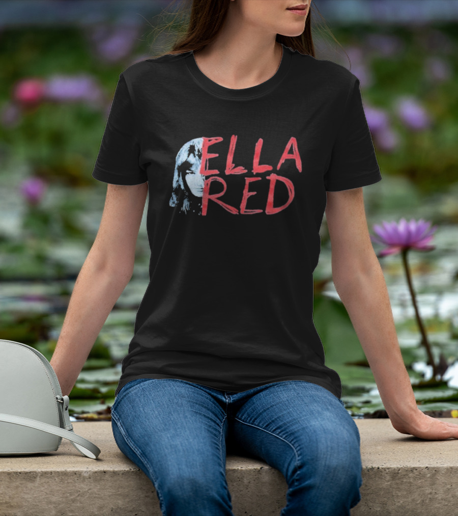 Ella Red Face Stylish Graphic Text Design T-Shirt