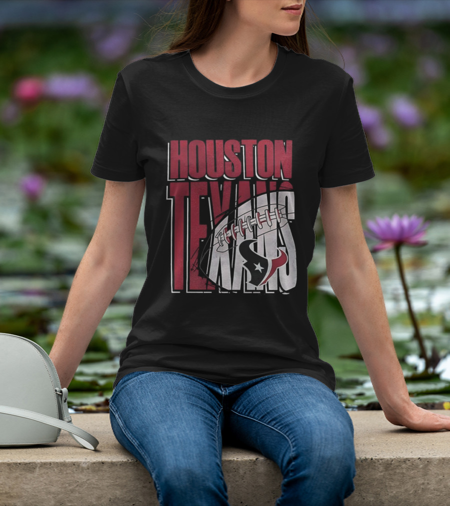 Houston Texans Red White Football Star Emblem T-Shirt