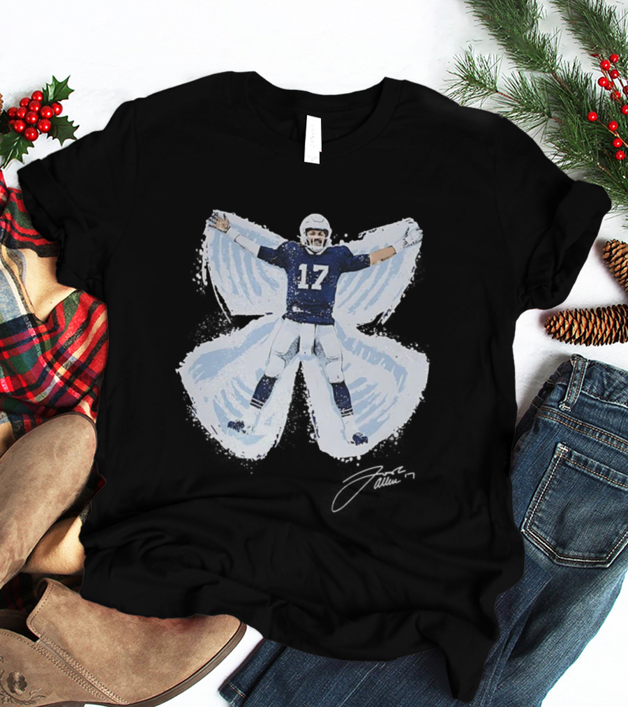 Josh Allen Snow Angel Buffalo Bills 17 Football Signature T-Shirt