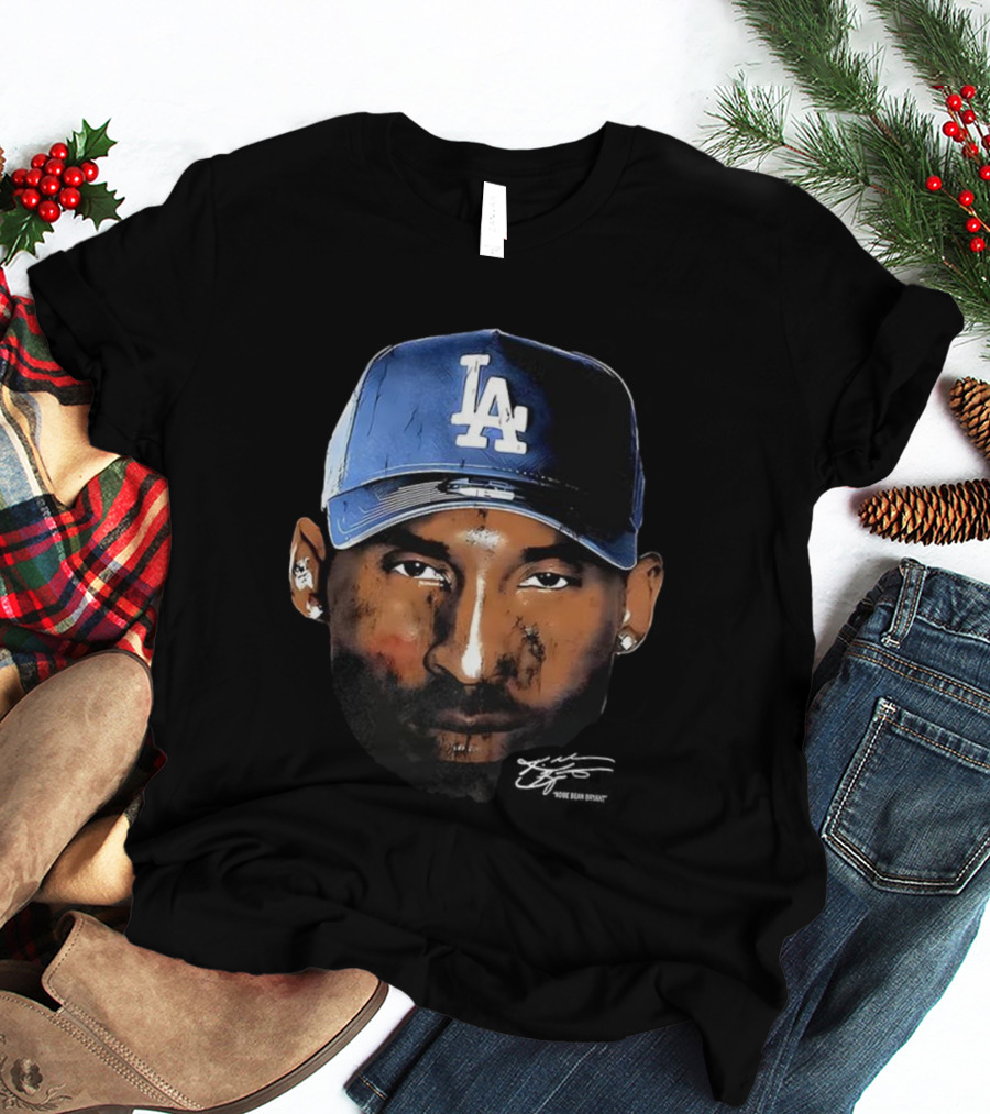 Kobe Bryant LA Dodgers Big Face Signature Cap T-Shirt